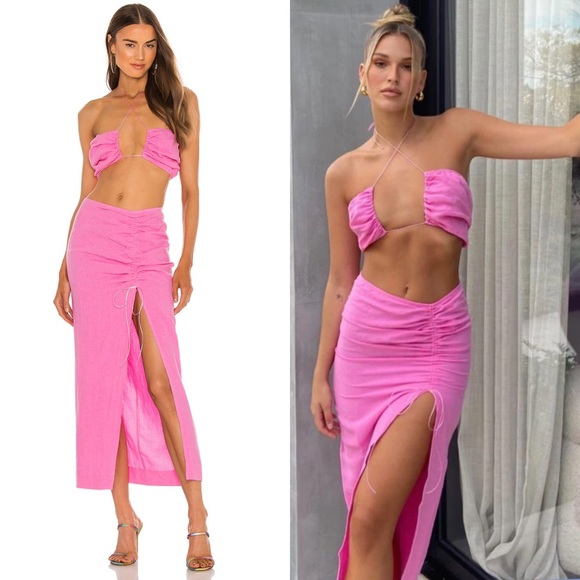 Natalie Rolt pink 100% linen Bellini pink set size 3 (large) NEW! New with tags!